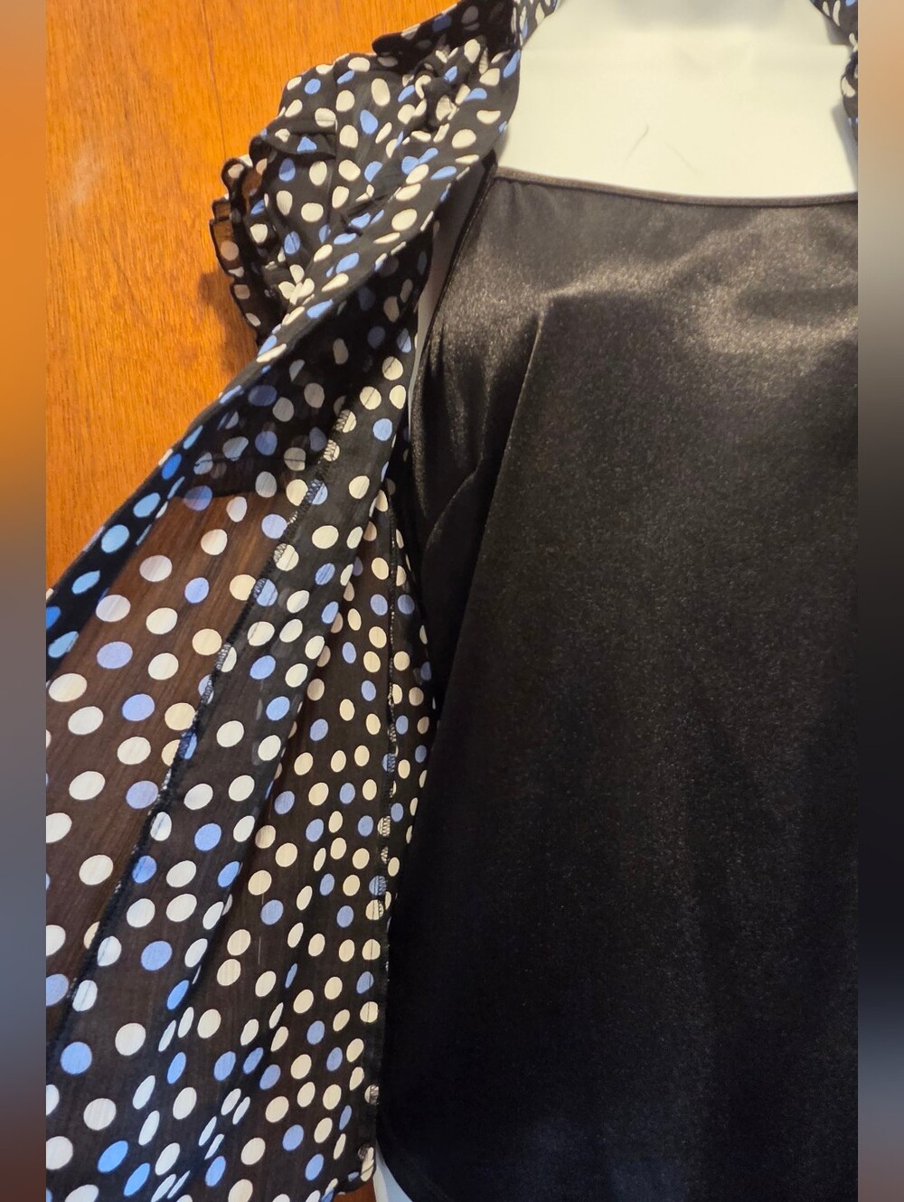 Style & Co. Petite Layered Tank & Sheer Ruffled Polkadot Blouse Top Sz2P - Picture 7 of 10